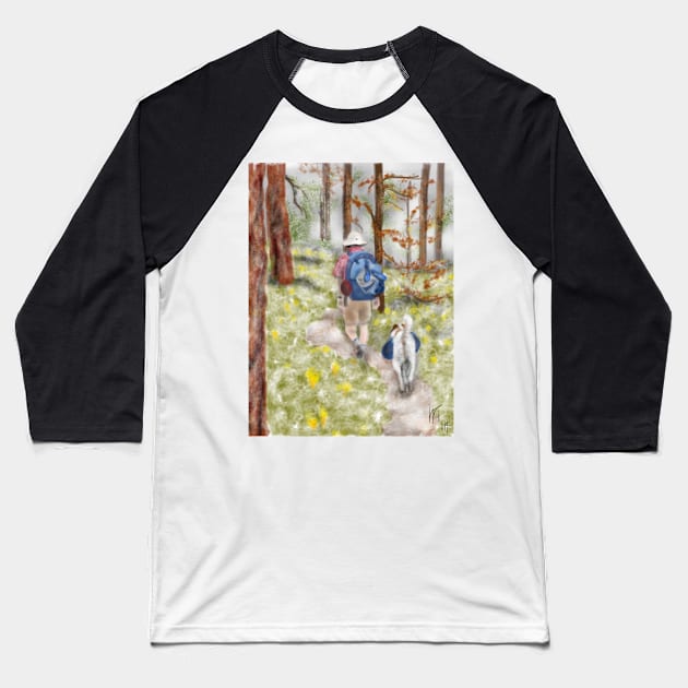 A Walk in the Woods with my Best Friend Baseball T-Shirt by LITDigitalArt